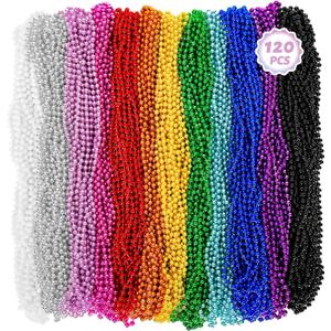 Bead Necklace, 120PCS Mardi Gras Beads, 33" Colorful Mardi Gras Beads Necklaces, Women Men Party Costume Accessories Parade Throws Bulk Party Favors for Christmas Pirate Carnival