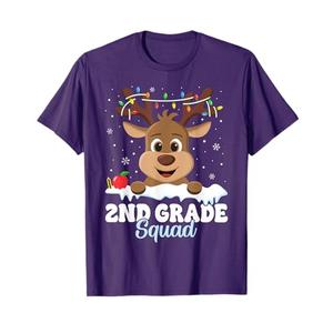 2nd Grade Teacher Christmas Second Grade Squad Reindeer Xmas T-Shirt for Men Women Kids S