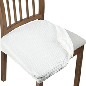 Adabana Seat Covers for Dining Room Chairs Set of 6, Removable Washable Chair Covers Seat Slipcover Protector, Beige