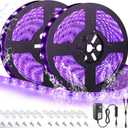 LED UV Black Light Strip Kit, Ultraviolet Waterproof IP65 32.8FT/10M 3528 600LEDs, 395nm-405nm Blacklight for DJ Bar Club Party Decor Night Fishing with 12V Power Supply