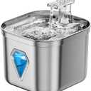 Rantizon Cat Water Fountain, 74oz/2.2L Stainless Steel Pet Water Fountain Dog Water Dispenser, Water Fountain for Cats Inside with Quiet Pump