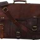 Vintage Men's Brown Handmade Leather Briefcase Best Laptop Messenger Bag Satchel (17 inch)