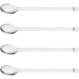 3Pcs Clear Glass Tea Spoon Stirrer  Long Handle Coffee & Cocktail Stirrer for Home Bar & Party Gathering