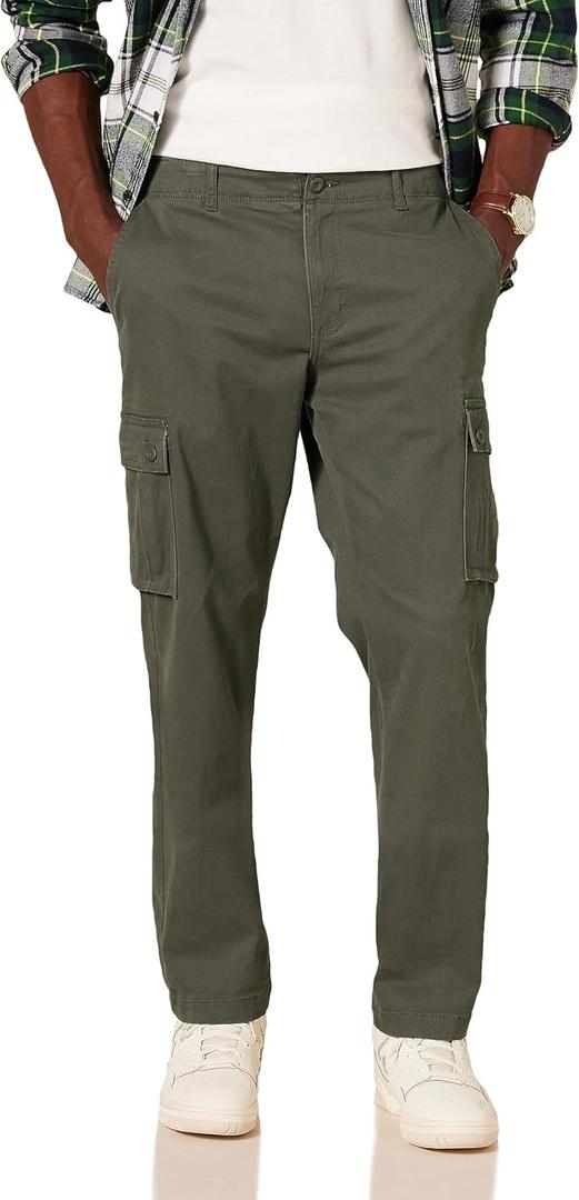 Amazon Essentials Men's Straight-Fit Stretch Cargo Pant (31W x 28L, Olive)