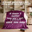 Gifts for Mom - Mom Gifts for Mother's Day Birthday Christmas - Love Mom's Blanket Soft Flannel Throw Blanket 60x50'' (Plum Purple)