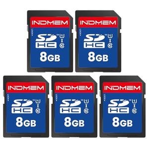 INDMEM SD Card 8GB 5 Pack UHS-I U1 Class 10 8G SDHC Flash Memory Card Compatible with Digital Camera, Computer, Trail Cameras