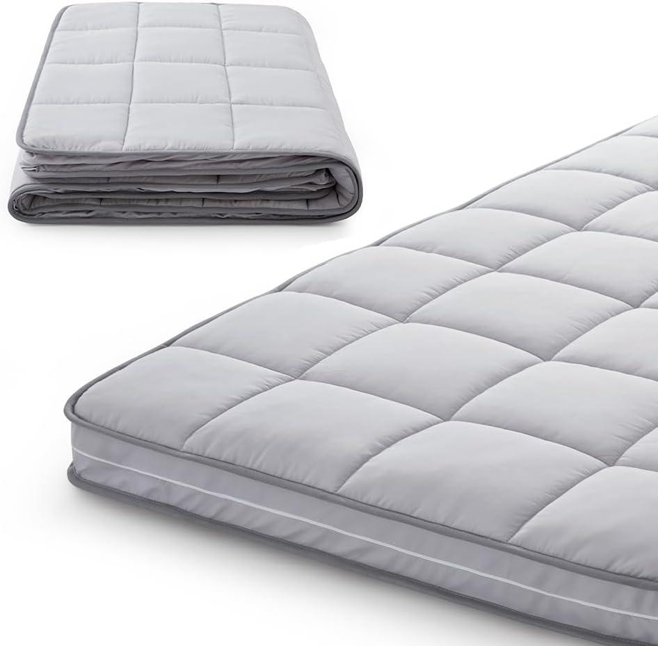 Jamdok 3Inch Narrow Twin Mattress Topper Cover(Only Cover),Cot Mattress Protector Bedding,Foam and Latex Mattress Cover with Zipper,Pillow Top and Bottom(75 x 30) Gray