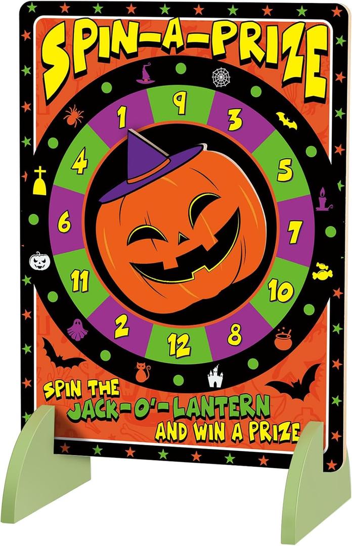 Halloween Wheel Spinner 14.6 x 19.7 Inches Spinner Prize Wheel Game Wood Spin Wheel for Prizes with Stand Tabletop Roulette Spinner for Fall Halloween Carnival Party Games