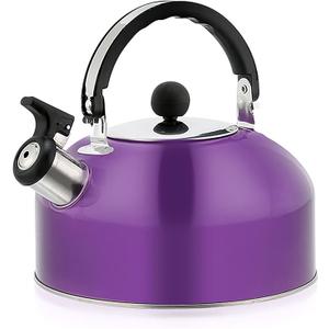 Food Grade Stainless Steel Teakettle is Best for Boiling Water, Brewing Tea, and Making Coffee (Purple)