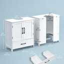 Under Sink Bathroom Cabinet, Pedestal Sink Storage Cabinet with Drawer & 2 Doors, Waterproof Vanity Cabinet with U-Shaped Cutout for Bathroom, Laundry Room, Kitchen, White