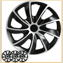 Hubcaps 4-Pack Kit, 17 inch Hub Caps Set of 4 Wheel Covers with Universal Snap-On Retention Rings, 2-Tone ABS Plastic Black and Silver Car Rims for All Models (SG-5084-DP-17)