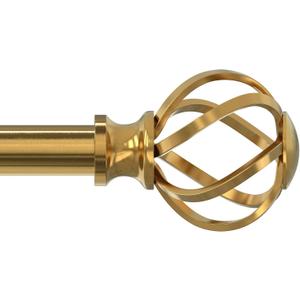 VOIIY Gold Curtain Rod 30-42 Inch, Brushed Brass Decorative Curtain Rods for Windows with Twisted Cage Finials, 3/4" Adjustable Heavy Duty Window Treatment Rods for Living Room, Bedroom, Kitchen