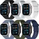 6 Pack Sport Bands for Apple Watch Ultra/3/2 Band 49mm 46mm 45mm 44mm 42mm 41mm 40mm 38mm iWatch Bands for Men Women,Waterproof Silicone Strap Wristband for Apple Watch Series 11 10 9 8 7 6 5 4 SE 3/2 (02-Black/Light Grey/White/Blue Grey/Army Green/Navy Blue)