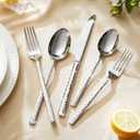 KINGSTONE 40 Piece Hammered Silverware Set, 18/10 Stainless Steel Flatware Set for 8, Cutlery Set for Home, Party, Wedding, Mirror Polished Dishwasher Safe