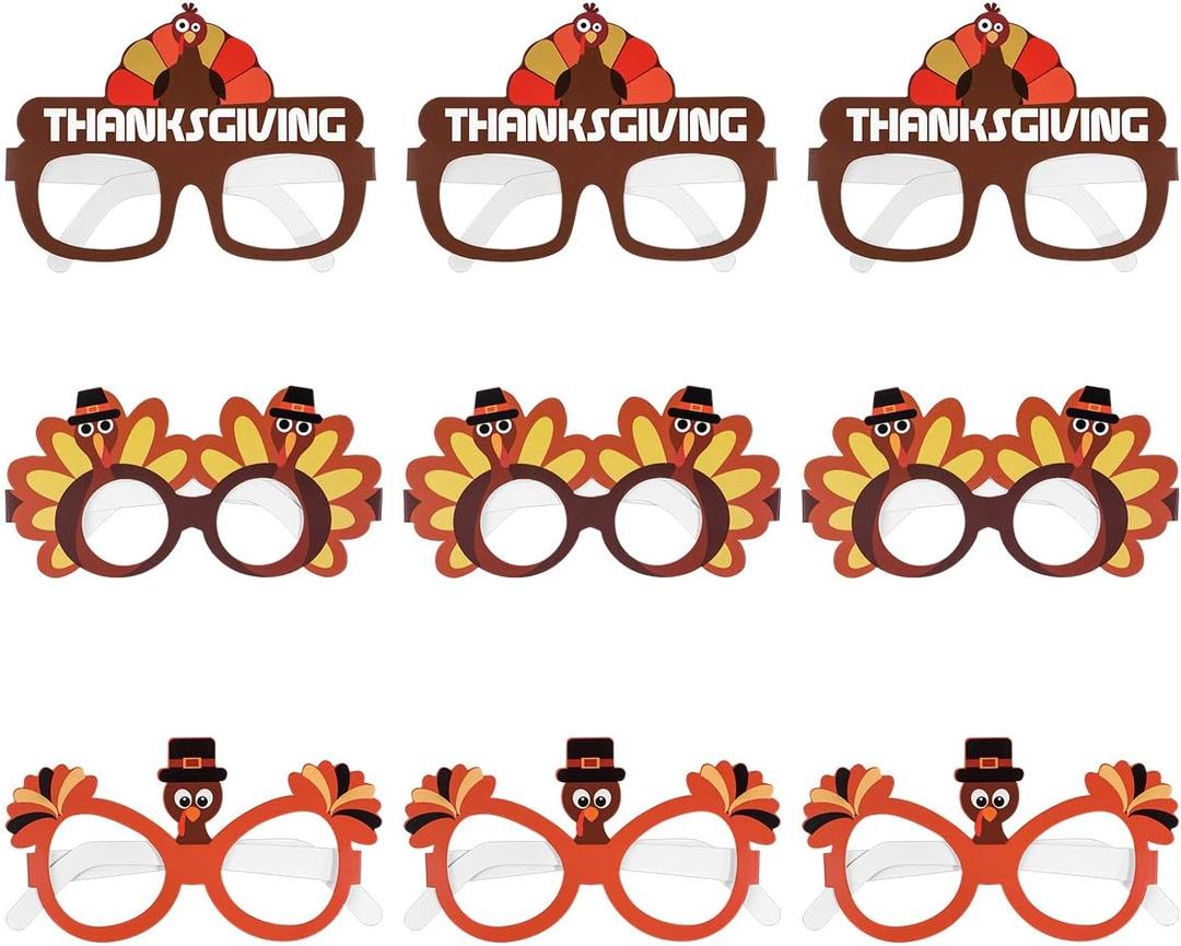 3 x Amosfun Thanksgiving Turkey Sunglasses Creative Thanksgiving Day Eyeglasses Cosplay Party Glasses for Day Birthday Party Favor Supplies 9PCS