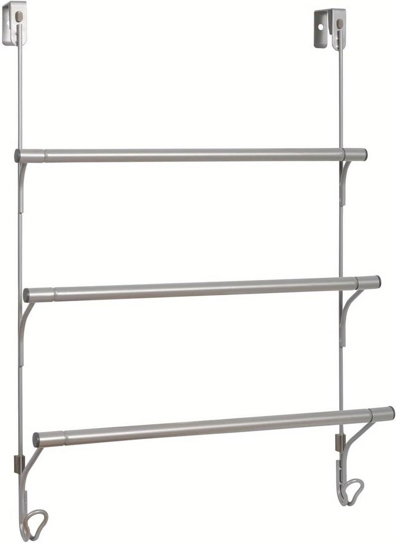 Bathroom Towel Holder,Over-The-Door 3-Tier Towel Bar with 2 Hooks,Bathroom Organizer Space Saver Modern Design,Bathroom Accessories