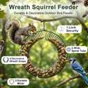 2 Pack Peanut Bird Feeder, Hanging Peanut Wreath Bird Feeder, Metal Round Feeder for Outdoor Birds & Squirrels Feeding, Whole Peanut Ring Bird Feeder with Hanging Hook, Rustproof & Weatherproof
