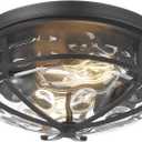 Darkaway Flush Mount Ceiling Light Indoor Outdoor Ceiling Light Fixtures with Water Ripple Glass Shade,Modern Ceiling Fxiture for Laundry Kitchen Bedroom Bathroom Porch Living Room (11inch)