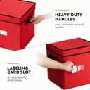Zober Christmas Ornament Storage Box - Stores 64 Ornaments - Non-Woven, Tear- Proof Christmas Ornament Storage Containers - 3 Inch Cube Compartments - Red