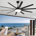 Depuley 72-Inch Ceiling Fan with Light: Modern 8-Blade Walnut and Black Indoor Outdoor Fans with Remote App Control Dimmable Light - Ultra Quiet DC Motor Reversible 6 Speed Timer