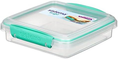 Sistema To Go Collection Sandwich Box Food Storage Container, 15.2 oz, Pink 1 Pack