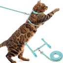 PUPTECK Adjustable Cat Harness and Leash Set Escape Proof Kitten Strap Collar for Walking Travel, Pineapple (Small, Light Blue(Pineapple))