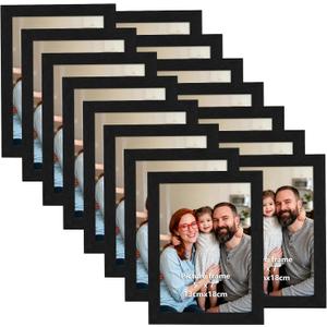 Giftgarden 5x7 Picture Frames Set of 15, Black Wooden Photo Frame for Wall or Tabletop Display, Engineered Wood with Shatter-Resistant Plexiglass