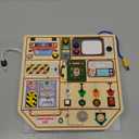 JAUNTY Montessori Wooden Busy Board for Toddlers 3 4 5 Years Old, Wooden Sensory Toddler Toys with LED Light Switches, TV Radio Telegram and Car Driving, Travel Toys Birthday for Boys Girls (Special Agent)