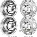 17" 8 Lug Wheel Simulators,Stainless Steel,4pcs Front and Rear Wheel Simulators,Hubcaps with Bolt Kit Fit for 2005-2025 Ford F350 Truck