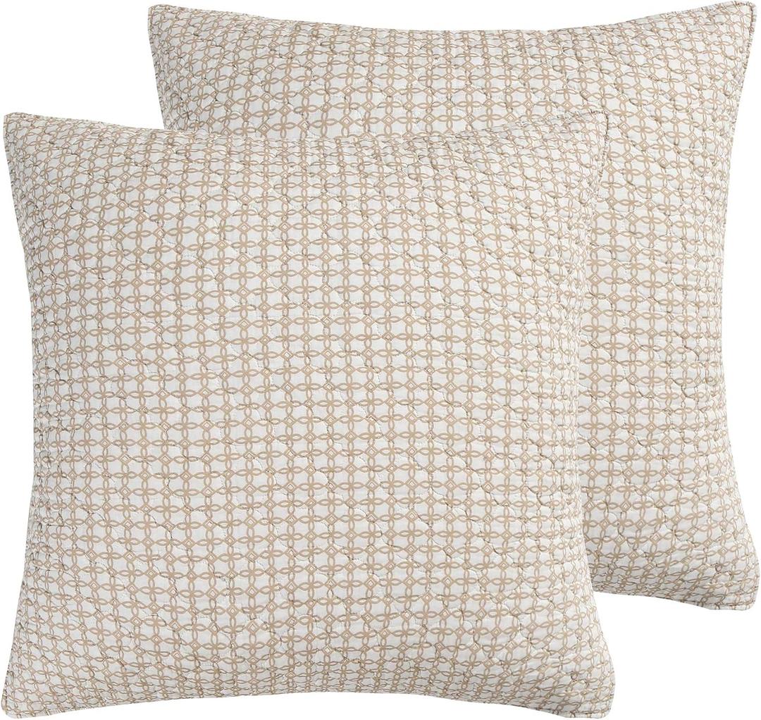 Levtex Home - Angelica - Euro Sham Set of Two - (26x26in.), No Insert -Sophisticated Lattice Pattern - Taupe