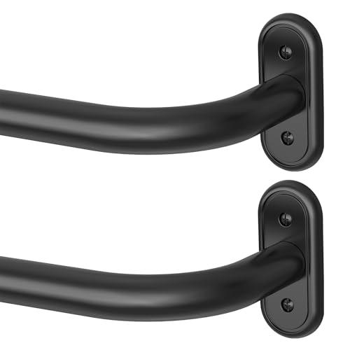 Wolistsa 2 Pack Curtain Rods 32-46 Inch, Black Wrap Around Blackout Curtain Rods for Windows, 1 Inch Adjustable Heavy Duty Room Darkening Window Treatment Rod for Bedroom, Living Room, Sliding Door