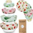 5-Size Reusable Beeswax Bowl Covers for Bread Proofing, Cotton Cloth Flexible Beeswax Wraps for Food Storage(Colored Fruit)