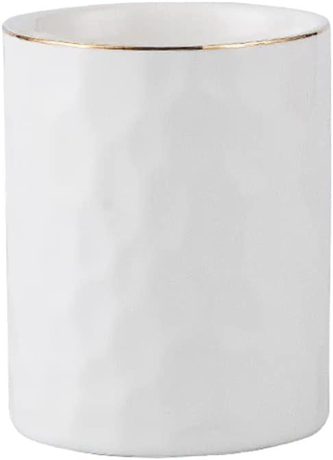 Ceramic Pen Holder Stand Cup Pencil Holder Organizer Makeup Brush Holders for Home Office Desk (White)