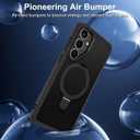 for Samsung Galaxy S25 FE Case,with Magnetic Invisible Stand [Military Drop Protection] [Compatible with MagSafe] Shockproof Slim Translucent Anti-Slip, Black Matte