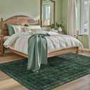 Moynesa Green 8x10 Living Room Rug, Vintage Washable Area Rug for Bedroom Dining Room Office, Low Pile Soft Non-Slip Retro Accent Carpets for Kitchen Indoor Nursery