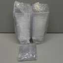 50Pack 8oz Plastic Dessert Cups with Spoons, Clear Mini Square Parfait Yogurt Cups, Appetizer Pudding Shooter Fruit Trifle Ice Cream Mousse Cup for Party (8 oz)