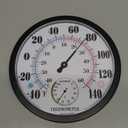 Indoor Outdoor Thermometer Hygrometer - Waterproof Hanging Wall Thermometer Decorative Outdoor Thermometer Large Numbers, No Battery Needed Outdoor Thermometers for Patio (10 Inch, Black 10")