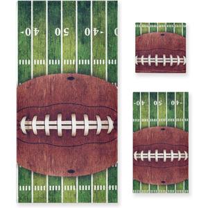 Oyihfvs Grunge American Football On Green Field Set of 3 Highly Soft Absorbent Towels 1 Bath Towel 1 Hand Towel 1 Face Washcloth for Spa Bathroom Hotel Kitchen Beach Gym (Multi 8)