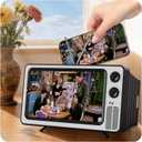 SEANCHEER Retro TV Cell Phone Screen Magnifier HD, 3D Portable Foldable Mobile Phone Magnifier for Movie & Game, Fit for All Smartphones - Gift for Women Mom Wife Men Dad Husband Friends (Sliver, 12")