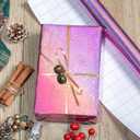Burymento Pink Wrapping Paper Roll, Metallic Holographic Star Gift Wrap for Birthday, Valentines, Mothers day, Graduation, Wedding, Fathers day, Baby Shower, Christmas (30 IN x 32.8 FT)