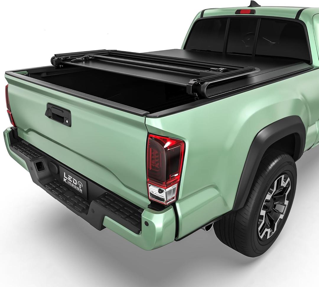 LEDKINGDOMUS Soft Tri-Fold Truck Bed Cover Fits for Toyota Tacoma 2016-2023 (Excl. Trail Edition) | 5' (60") Bed