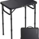 Folding Camping Table, 22" x 15" Picnic Table with 3 Adjustable Height Max 27.5", Matte Black Aluminum Folding Table with Handle for Party, Dining, Garden, Patio, Market