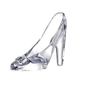 YF-ANEN Glass Crystal High Heels Bright Cool Glass Shoes Little Girl Birthday Decoration Party, Wedding Supplies Decorative Glass Shoes (Transparent)
