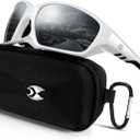 suoso Sports Polarized Sunglasses for Men: Womens UV400 Protection Sun Glasses Wrap Around Goggles for Fishing Driving TR90 (C04-White)