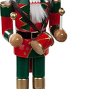 Clever Creations Green Drummer 12 Inch Traditional Wooden Nutcracker, Festive Christmas Décor for Shelves and Tables