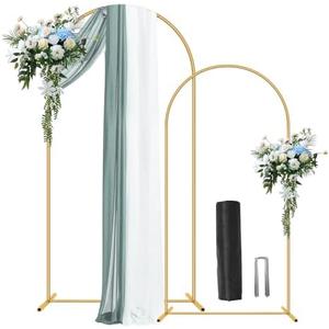 Metal Arch Backdrop Stand 7.2FT+6FT Wedding Arch Backdrop Stand Set of 2 Gold Arch Backdrop Stand for Party Wedding Ceremony Baby Shower Birthday Floral Balloon Decration