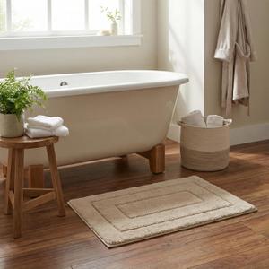 GRANNY SAYS Bathroom Rugs Non Slip, 16" x 24", Bath Rugs for Bathroom Washable, Bath Mats for Bath Floor, Microfiber Bath Mat for Tub, Absorbent Bath Rugs for Bath, Khaki