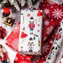 Retrify Christmas Wrapping Paper - Nutcracker Stars Girl Dance and Snowflake Pattern Metallic Gold Foil Shine Gift Wrap Paper for Holiday Shower Party Celebration - 17 Inch x 32.8 Feet Mini Roll