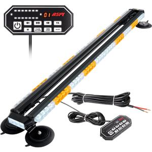 ASPL 47.1" Emergency Strobe Lights Bar with Control Double Side 86 LED Warning Light with 28 Strong Magnets Traffic Advisor Snow Plow Flashing Lights for Trucks Vehicles Tow Pickup (Amber/White)
