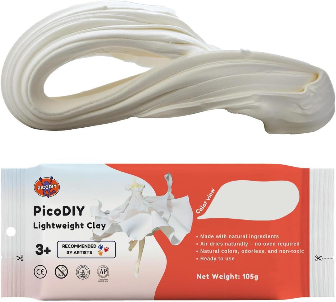 Lightweight Clay - Air Dry Clay, Ultra Light & Soft, Safe & Non-Toxic, Moldable & Flexible, DIY Modeling Clay for Anime Figures, Sculpting, Molding, Creative Art Crafts (White)